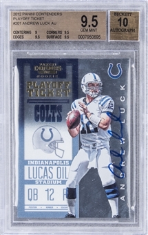 2012 Panini Contenders Playoff Ticket #201 Andrew Luck Signed Rookie Card (#88/99) – BGS GEM MT 9.5/BGS 10